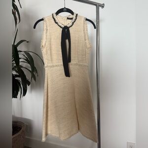 Zara Cream Sleeveless Dress with Black Bow